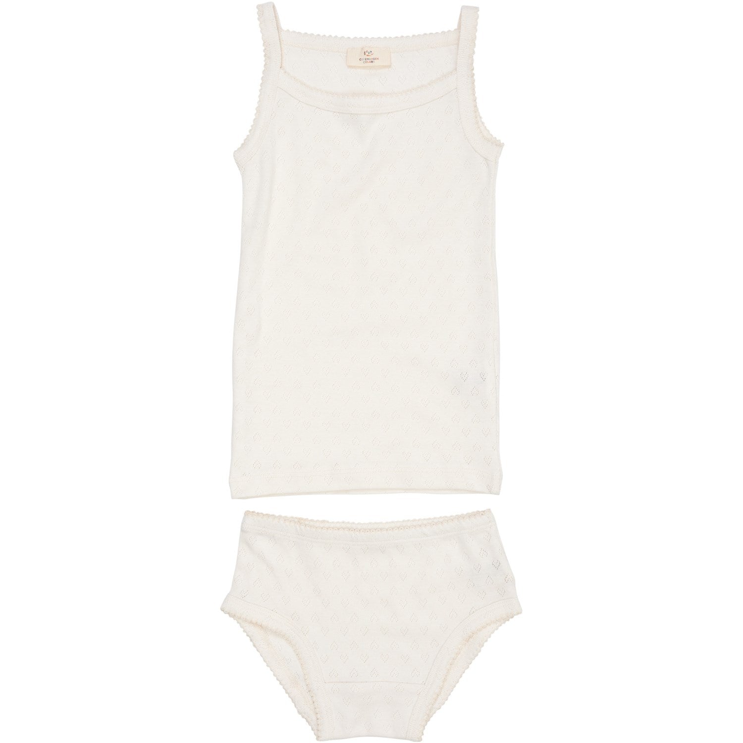 Copenhagen Colors Cream Pointelle Heart Undertøj Sæt Str 128 - Intel  - 5740026321639