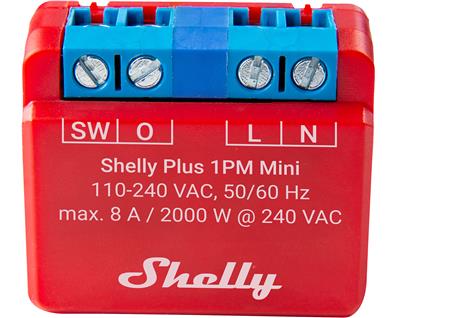 Shelly Plus 1pm Mini Rød 802 11b 802 11g 802 11n Ghz Dbmw 495 - Shelly Intel  - 3800235265666